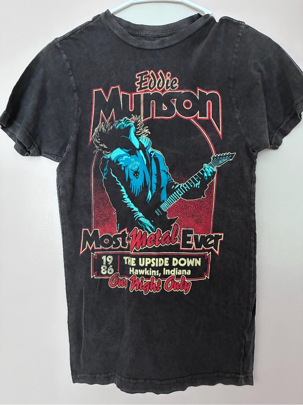 Stranger Things Eddie Munson Black Graphic Band Tee, Size XS